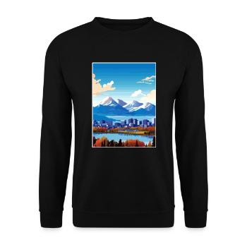 Anchorage Alaska Vintage Reiseposter Souvenir - Unisex Pullover - Schwarz - Vorne - Alina (178cm) & Michal (187cm)