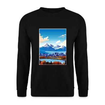 Anchorage Alaska Vintage Reiseposter Souvenir - Unisex Pullover - Schwarz - Vorne - Alina (178cm) & Michal (187cm)