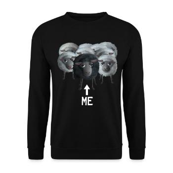 Me - Schwarzes Schaf in der grauen Herde - Unisex Pullover - Schwarz - Vorne - Alina (178cm) & Michal (187cm)