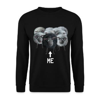 Me - Schwarzes Schaf in der grauen Herde - Unisex Pullover - Schwarz - Vorne - Alina (178cm) & Michal (187cm)
