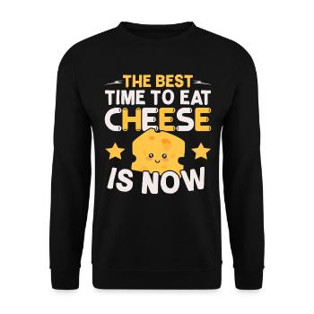 Die beste Zeit, um Käse zu essen, ist jetzt Cheesy - Unisex Pullover - Schwarz - Vorne - Alina (178cm) & Michal (187cm)