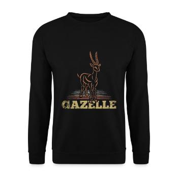 Flinke Gazelle Steppenbewohner - Unisex Pullover - Schwarz - Vorne - Alina (178cm) & Michal (187cm)