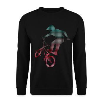 BMX Stunts Bike Tricks verpixelt Fahrrad BMX - Unisex Pullover - Schwarz - Vorne - Alina (178cm) & Michal (187cm)