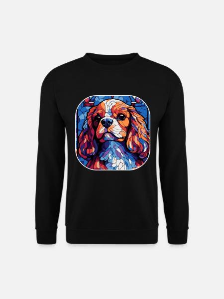 Buntes King Charles Cavalier Hundeaquarell - Unisex Pullover - Schwarz