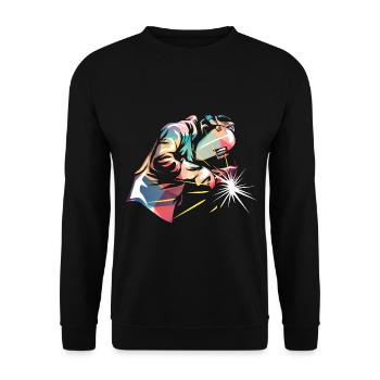Präziser Schweißer Schweißnaht - Unisex Pullover - Schwarz - Vorne - Alina (178cm) & Michal (187cm)