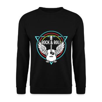 Rock n Roll Rock&Roll RocknRoll Gitarre Gitarrist - Unisex Pullover - Schwarz - Vorne - Alina (178cm) & Michal (187cm)