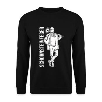 Zünftiger Schornsteinfeger Handwerk - Unisex Pullover - Schwarz - Vorne - Alina (178cm) & Michal (187cm)