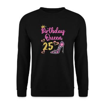 25.Geburtstag Königin 25 Jahre Fünfundzwanzig - Unisex Pullover - Schwarz - Vorne - Alina (178cm) & Michal (187cm)