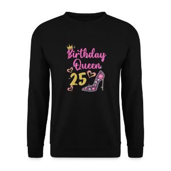 25.Geburtstag Königin 25 Jahre Fünfundzwanzig - Unisex Pullover - Schwarz - Vorne - Alina (178cm) & Michal (187cm)