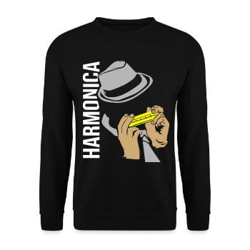 Funkige Mundharmonika Lagerfeuermusik - Unisex Pullover - Schwarz - Vorne - Alina (178cm) & Michal (187cm)