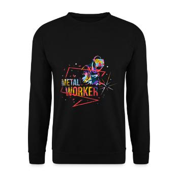 Robuster Metallbauer Blecharbeit - Unisex Pullover - Schwarz - Vorne - Alina (178cm) & Michal (187cm)