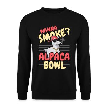 Wanna Smoke Alpaka Bowl Llama Lover Bauernhof Tier - Unisex Pullover - Schwarz - Vorne - Alina (178cm) & Michal (187cm)