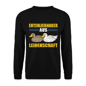 Entenliebhaber Enten - Unisex Pullover - Schwarz - Vorne - Alina (178cm) & Michal (187cm)