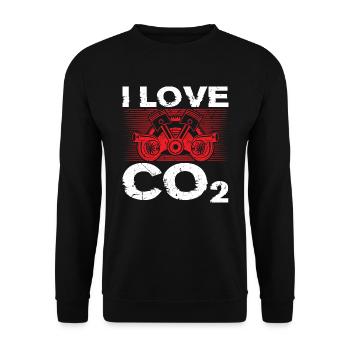 I Love CO2 Ich Liebe Diesel Tuning Tuner - Unisex Pullover - Schwarz - Vorne - Alina (178cm) & Michal (187cm)