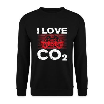 I Love CO2 Ich Liebe Diesel Tuning Tuner - Unisex Pullover - Schwarz - Vorne - Alina (178cm) & Michal (187cm)