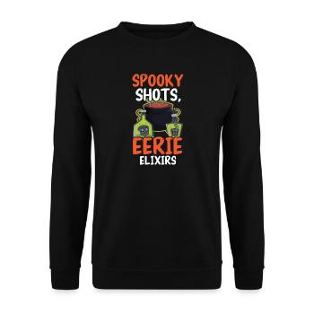 Spooky Shots Unheimliche Elixiere Barkeeper Hallow - Unisex Pullover - Schwarz - Vorne - Alina (178cm) & Michal (187cm)