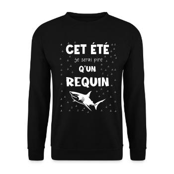 diesen Sommer werde ich schlimmer sein als ein Hai - Unisex Pullover - Schwarz - Vorne - Alina (178cm) & Michal (187cm)