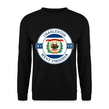 Charleston West Virginia Flagge USA Souvenir Logo - Unisex Pullover - Schwarz - Vorne - Alina (178cm) & Michal (187cm)