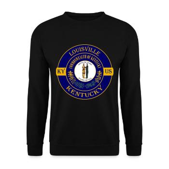 Louisville Kentucky Flagge USA Reise Souvenir Abzeichen - Unisex Pullover - Schwarz - Vorne - Alina (178cm) & Michal (187cm)