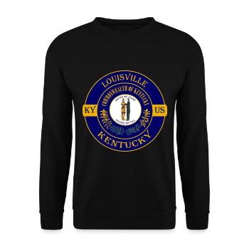 Louisville Kentucky Flagge USA Reise Souvenir Abzeichen - Unisex Pullover - Schwarz - Vorne - Alina (178cm) & Michal (187cm)