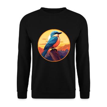Jay Vogel Buntes Aquarell Cartoon Kawaii Tier - Unisex Pullover - Schwarz - Vorne - Alina (178cm) & Michal (187cm)