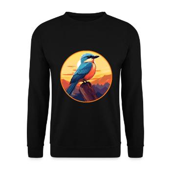 Jay Vogel Buntes Aquarell Cartoon Kawaii Tier - Unisex Pullover - Schwarz - Vorne - Alina (178cm) & Michal (187cm)