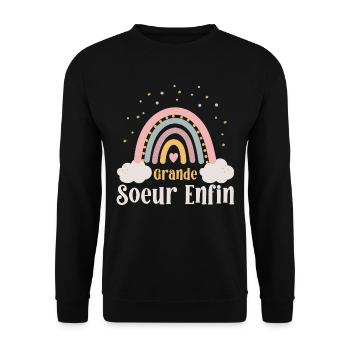 Ätere Schwester Große Schwester - Unisex Pullover - Schwarz - Vorne - Alina (178cm) & Michal (187cm)