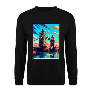 Tower Bridge England Uk Vintage Reiseposter WPA - Unisex Pullover - Schwarz - Vorne - Alina (178cm) & Michal (187cm)