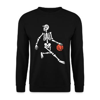 Basketballspieler Skelett Basketballer Basketball - Unisex Pullover - Schwarz - Vorne - Alina (178cm) & Michal (187cm)