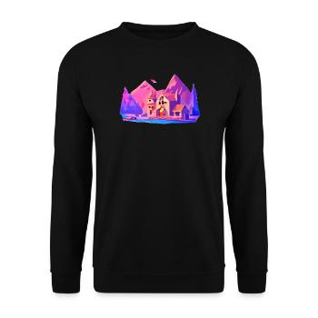 Kristalline Landschaft - Unisex Pullover - Schwarz - Vorne - Alina (178cm) & Michal (187cm)