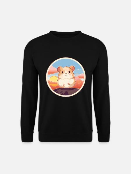 Hamster Buntes Aquarell Cartoon Kawaii Tier - Unisex Pullover - Schwarz