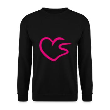 Coeur lettre S lettre initiale rose - Sweat-shirt Unisexe - noir - Devant - Alina (178cm) & Michal (187cm)