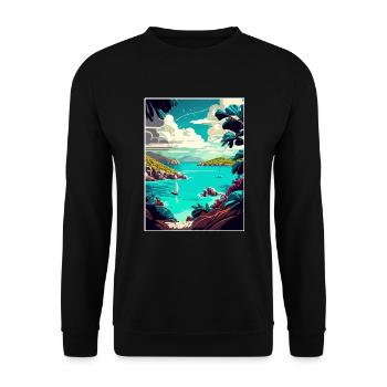 Britische Jungferninseln Vintage Reiseposter WPA - Unisex Pullover - Schwarz - Vorne - Alina (178cm) & Michal (187cm)