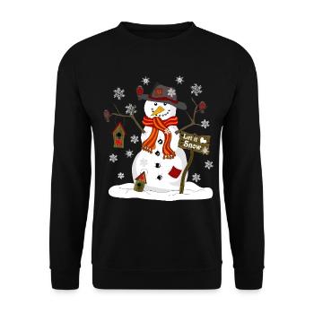 Schneemann - Unisex Pullover - Schwarz - Vorne - Alina (178cm) & Michal (187cm)