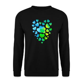 blaue Herzen viele Herzen - Unisex Pullover - Schwarz - Vorne - Alina (178cm) & Michal (187cm)