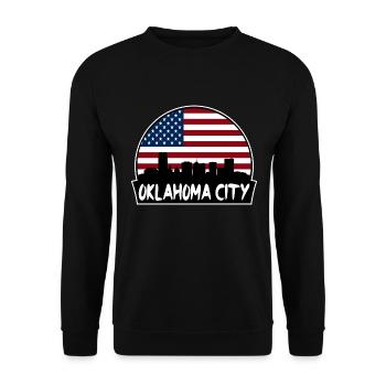 Oklahoma City Oklahoma USA Flagge Skyline Silhouette - Unisex Pullover - Schwarz - Vorne - Alina (178cm) & Michal (187cm)