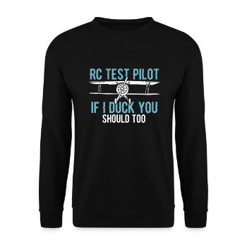 RC-Pilot RC-Modellflug RC-Modellbau - Unisex Pullover - Schwarz - Vorne - Alina (178cm) & Michal (187cm)