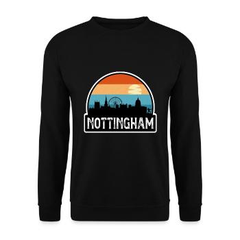 Nottingham England Flagge Skyline Reisesouvenir - Unisex Pullover - Schwarz - Vorne - Alina (178cm) & Michal (187cm)