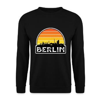 Berlin Deutschland Flagge Skyline Reise Souvenir - Unisex Pullover - Schwarz - Vorne - Alina (178cm) & Michal (187cm)