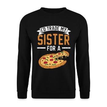 Ich würde meine Schwester gegen einen Pizza-Liebha - Unisex Pullover - Schwarz - Vorne - Alina (178cm) & Michal (187cm)