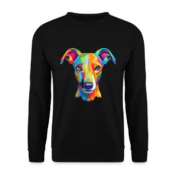 Whippet Hund Rasse Aquarell Karikatur Kawaii Colorf - Unisex Pullover - Schwarz - Vorne - Alina (178cm) & Michal (187cm)