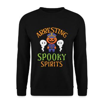 Verhaftung gruseliger Geister Polizist Halloween - Unisex Pullover - Schwarz - Vorne - Alina (178cm) & Michal (187cm)