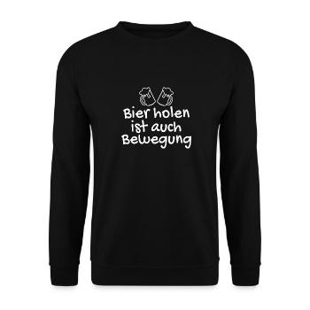 Bier holen ist auch Bewegung - Unisex Pullover - Schwarz - Vorne - Alina (178cm) & Michal (187cm)