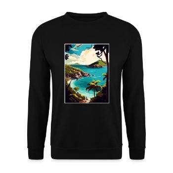 Us Jungferninseln Karibik Vintage Reiseposter - Unisex Pullover - Schwarz - Vorne - Alina (178cm) & Michal (187cm)