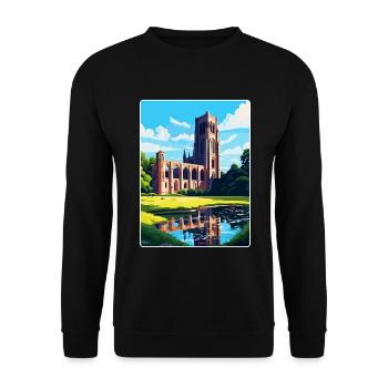Fountains Abbey North Yorkshire Reiseposter WPA - Unisex Pullover - Schwarz - Vorne - Alina (178cm) & Michal (187cm)