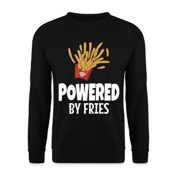 Powered By Pommes Junk Food - Unisex Pullover - Schwarz - Vorne - Alina (178cm) & Michal (187cm)