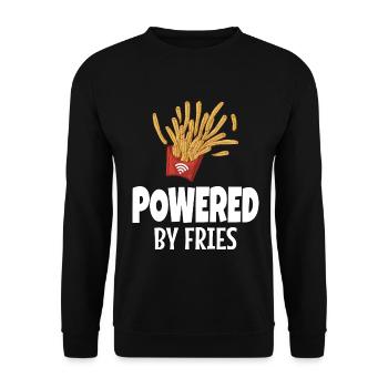 Powered By Pommes Junk Food - Unisex Pullover - Schwarz - Vorne - Alina (178cm) & Michal (187cm)