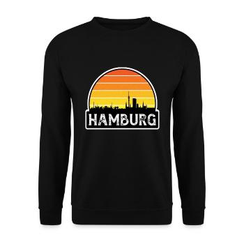 Hamburg Deutschland Flagge Skyline Reisesouvenir - Unisex Pullover - Schwarz - Vorne - Alina (178cm) & Michal (187cm)