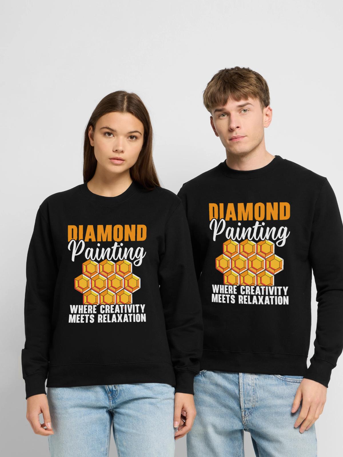 Diamantmalerei Handwerkszeug Diamantmaler - Unisex Pullover - Schwarz - Vorne - Alina (178cm) & Michal (187cm)