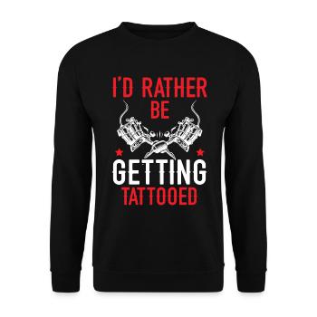 Ich würde mich lieber tätowieren lassen Tattoo Art - Unisex Pullover - Schwarz - Vorne - Alina (178cm) & Michal (187cm)
